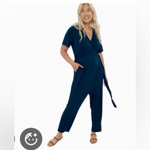 Ingrid & Isabel Everywhere Maternity Nursing Deep Blue Jumpsuit
